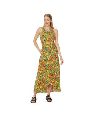 Toad & Co. Sunkissed Midi Dress Fruit Print Asymmetrical Hem Ddr2459 - Yellow