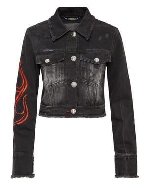 Philipp Plein Denim Jacket Flame - Black