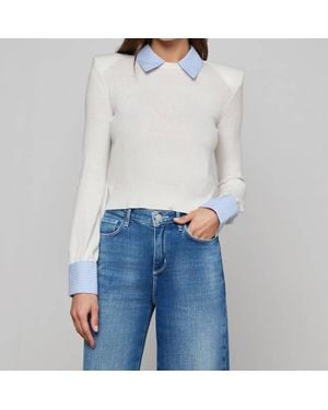 L'Agence April Poplin Collar Pullover - Blue