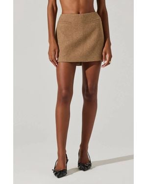 Astr Laudine Wool Blend Mini Skirt - Natural