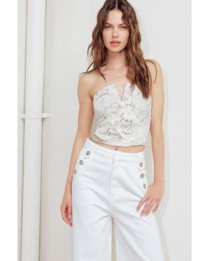 TRUEDAMES Chantilly Flair Woven Lace Tube Top - White