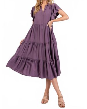 Mittoshop Faded Tiered Midi Dress - Purple