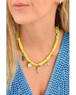 Farrah B Jewelry Mykonos Charm Necklace - Blue