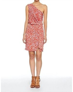 Diane von Furstenberg Agatha Silk One Shoulder Faux Wrap Dress - Red