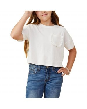 Hayden LA Ruffle Pocket T Shirt - White