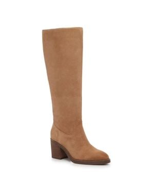 Crown Vintage Deni Boots Suede Block Heel Knee High Hawk461 - Brown