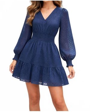 J joy Textured Dot Dress - Blue