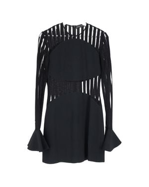 David Koma Macramé Long-Sleeve Cady Mini Dress - Black