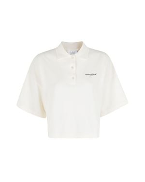 Maison Kitsuné Cream Oversize Front-Embroidered Cotton Polo Shirt - White