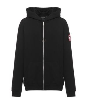 Canada Goose Cotton Hooded Sweatshirt With Zipper And Logo Patch - Black