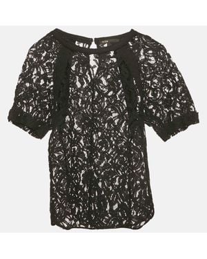 Sandro Lace Sheer Top - Black