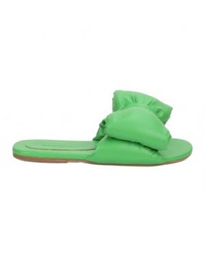 Bruno Menegatti Patti Super Bow Flat Leather Sandal - Green