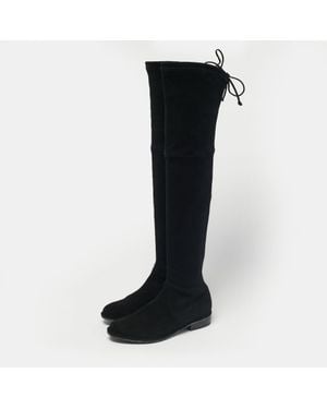 Stuart Weitzman Suede Lowland Over The Knee Boots - Black