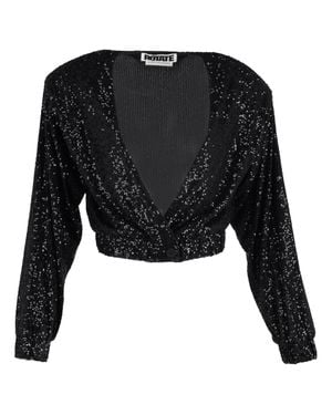 ROTATE BIRGER CHRISTENSEN Deep V-Neck Sequin-Detailed Jacket - Black