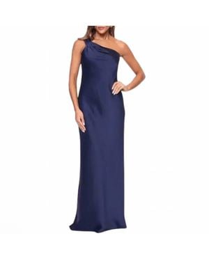 Xscape Evenings One-Shoulder Satin Gown - Blue