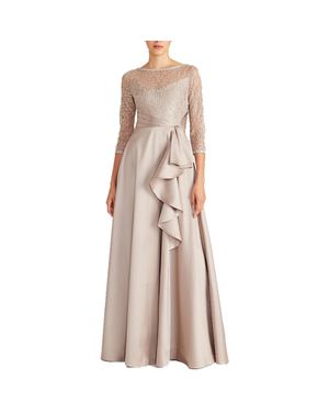THEIA Zola Embroidered Polyester Evening Dress - Natural