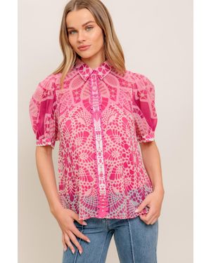 TRUEDAMES Precious Heart Woven Top - Pink
