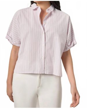 Lilla P Striped Oversized Button Down Dolman Top - Multicolor