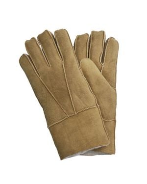 Infinity Leather Sheepskin Suede Gloves With Roll Up/Down Cuff - Green