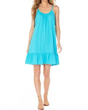Bobi Shirred Cami Ruffle Dress - Blue