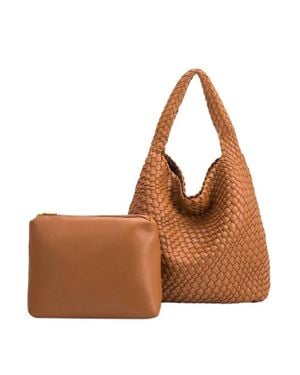 Melie Bianco Johanna Recycled Vegan Leather Shoulder Bag - Brown
