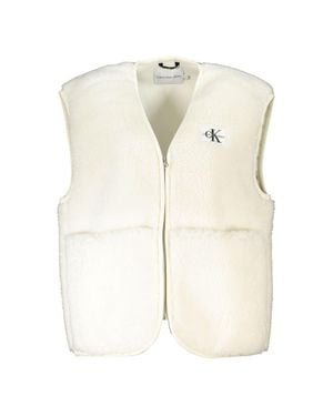 Calvin Klein Chic Sleeveless Coat With Bold Pockets - Natural