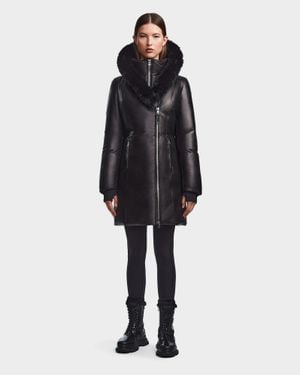 Rudsak Maia X Leather Down Fitted Parka - Blue