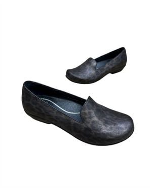 Dansko Olivia Metallic Leopard Print Tailored Flat - Blue