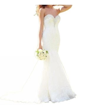 Allure Bridals Swarovski Crystal Embellished Fit And Flare Gown - White