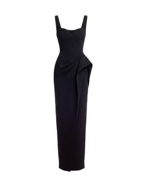 Saiid Kobeisy Asymmetric Draped Dress With Sculpted Sweetheart Neckline - Black