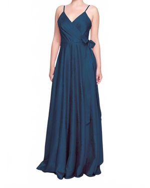 Marchesa Matera Wrap Floral Gown - Blue