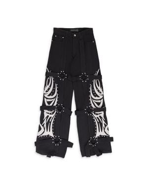 Who Decides War Winged Logo Bondage Pants - Black