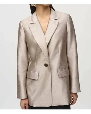 Joseph Ribkoff Woven Fitted Metallic Blazer - Natural