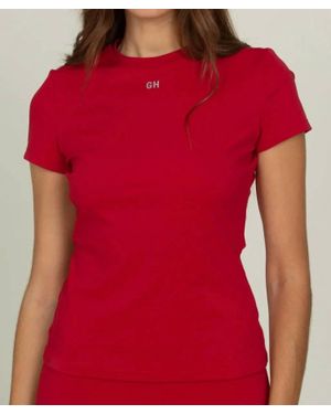 Gold Hinge Essential Full Length Short Sleeve Top - Red
