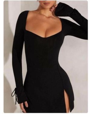 Oh Polly Sweetheart Long Sleeve Mini Dress - Black