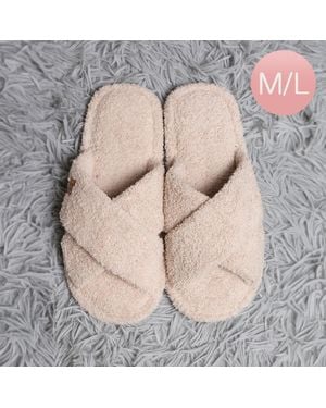 Fashnzfab Solid Criss Cross Soft Home Indoor Floor Slippers - Natural