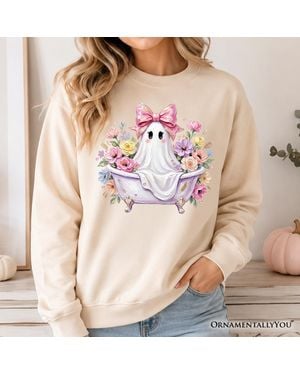 OrnamentallyYou Coquette Halloween Ghost Sweater - Pink