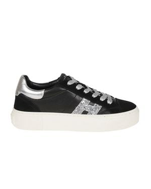Hogan H705 Metallic Mutton Leather Sneakers - Black