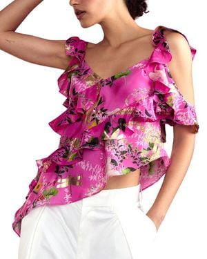 Cynthia Rowley Sleeveless Secret Garden Silk Top - Pink
