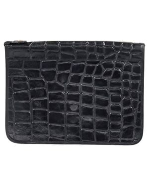 Mulberry Croc-Embossed Portfolio Clutch Bag - Black