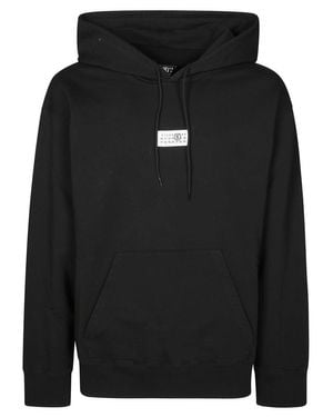 MM6 by Maison Margiela Relaxed Fit Crew Neck Sweatshirt With Ribbed Detailing - Black
