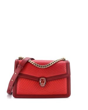 BVLGARI Serpenti Forever Shoulder Bag Quilted Leather - Red
