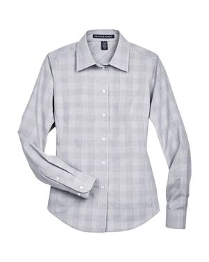 Devon & Jones Crown Collection Glen Plaid Woven Dress Shirt - Gray