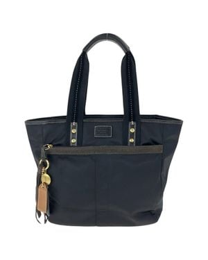 COACH Nylon Leather Hamptons Weekend Tote Bag - Blue