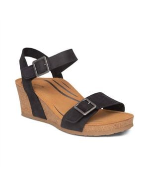 Aetrex Lexa Wedge Sandals - Black