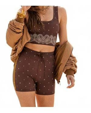 The Upside Mikkola Lou Scoop Neck Cropped Tank Top - Brown