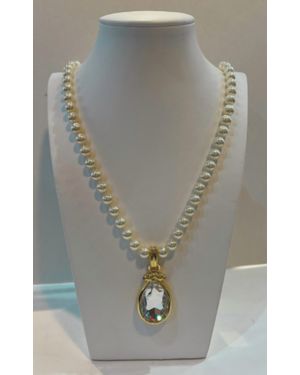SONYA Pearl Necklace With Pendant - Gray