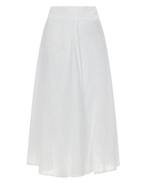 120% Lino A-Line Linen-Cotton Maxi Skirt - White