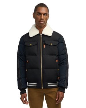Scotch & Soda Kive Quilted Aviator Puffer Jacket With Mix-Material - Black