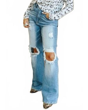 Lucky & Blessed High-Rise Distressed Jeans - Blue